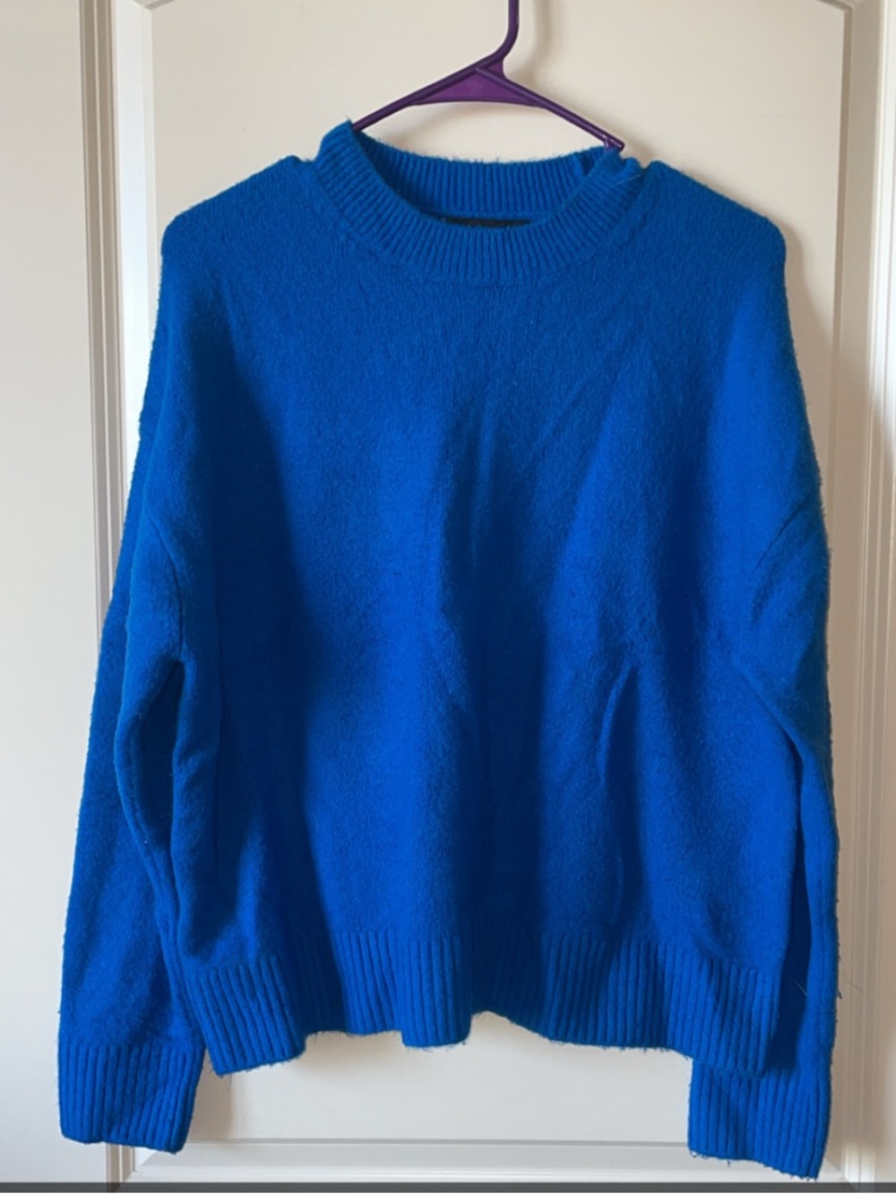 Mango Women’s Crewneck Sweater in Bright Blue